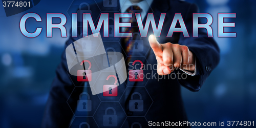 Image of Perpetrator Touching CRIMEWARE Onscreen