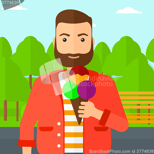 Image of Man holding icecream.