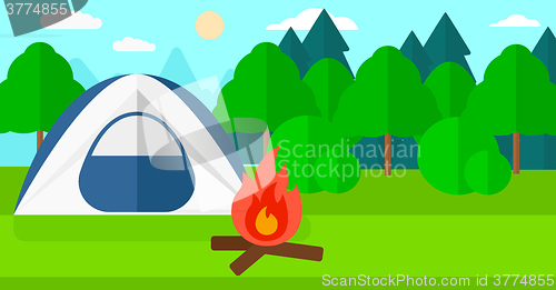 Image of Background of camping site with tent.