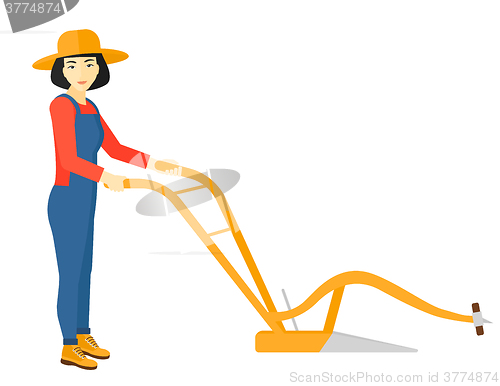 Image of Farmer with plough.