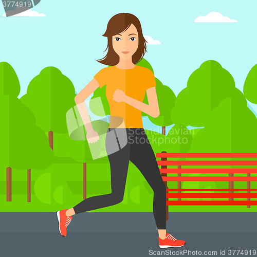 Image of Sportive woman jogging.