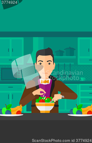 Image of Man cooking meal.