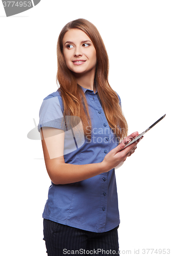 Image of Business woman using digital tablet computer PC 