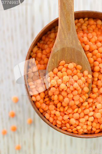 Image of Red lentils in spoon