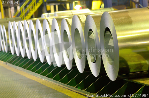 Image of rolled steel coils