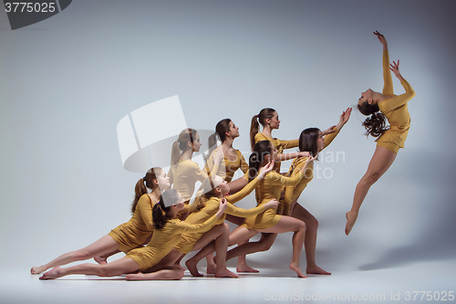 Image of The group of modern ballet dancers 