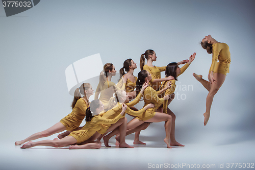 Image of The group of modern ballet dancers 