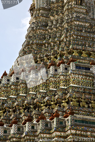 Image of asia  thailand  in  bangkok   cross colors  roof wat  palaces   