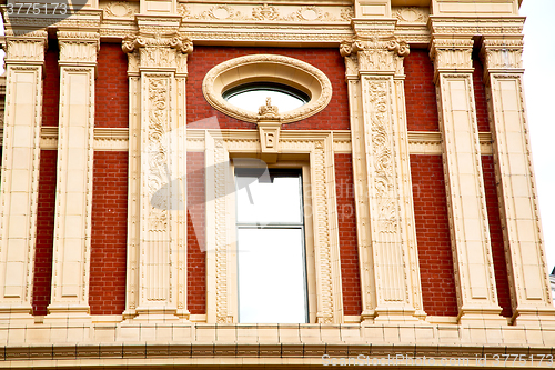 Image of old window in europe  brick wall       historical 