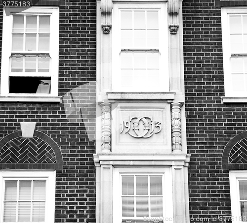 Image of in europe london old red brick wall and      historical window