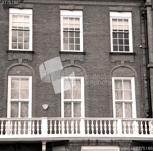 Image of window in europe london old red brick wall and      historical 