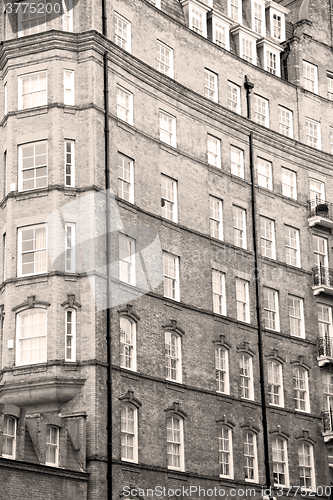 Image of in europe london old red brick wall and      historical window