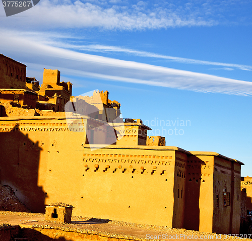 Image of season clouds   africa in morocco  old    contruction and the hi