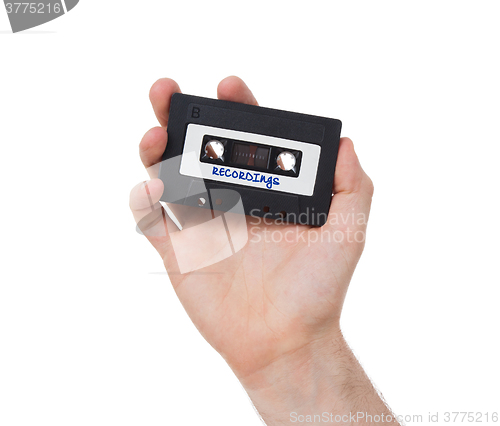 Image of Vintage audio cassette tape, isolated on white background