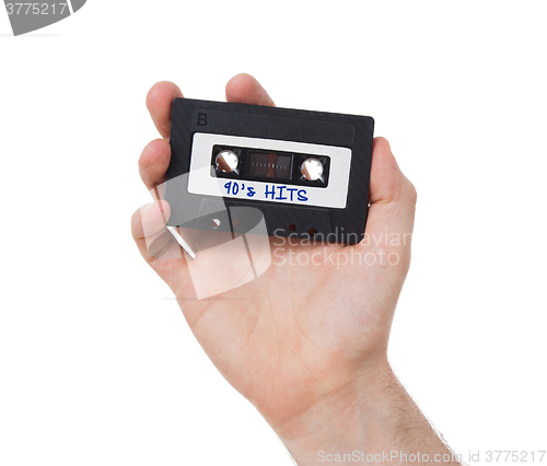 Image of Vintage audio cassette tape, isolated on white background