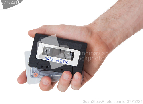 Image of Vintage audio cassette tape, isolated on white background