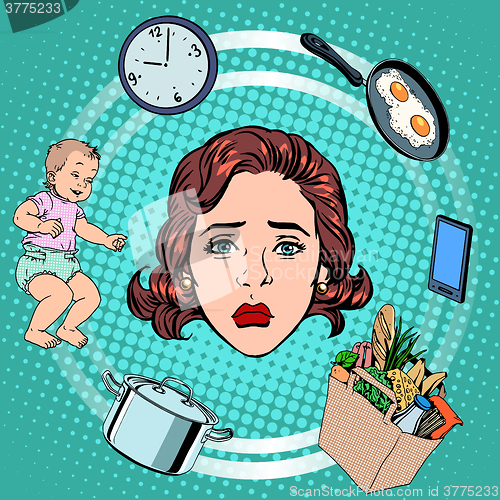 Image of Woman housework sadness