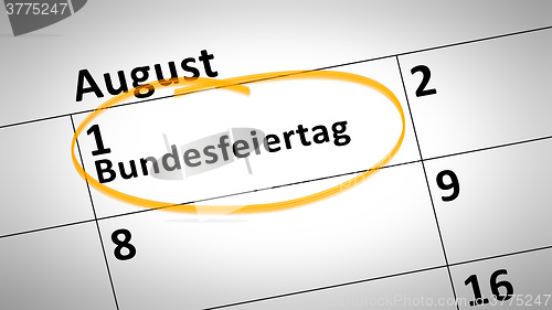 Image of federal holiday first of august in german language