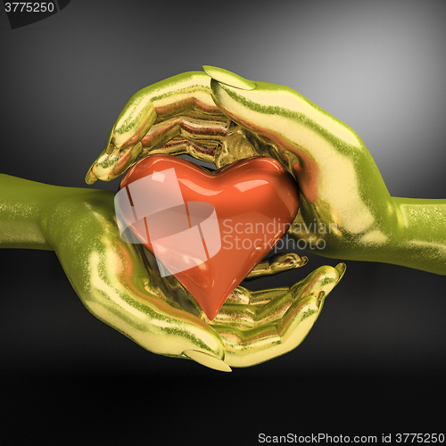 Image of Close up of woman hands with heart