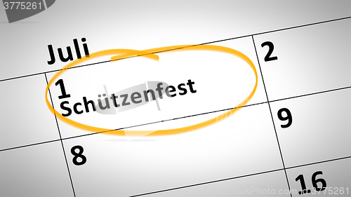 Image of shooting festival first of July in german language