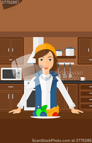 Image of Woman with healthy food.
