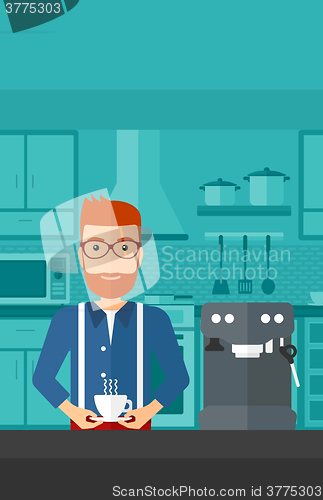 Image of Man making coffee.