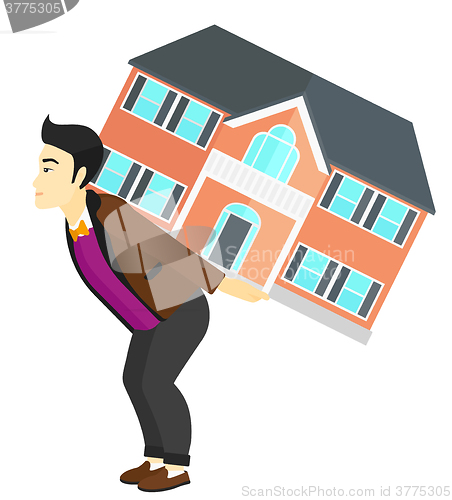 Image of Man carrying house.