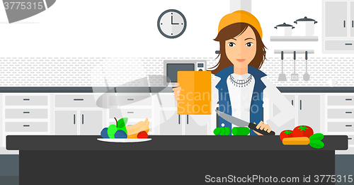 Image of Woman cooking meal.