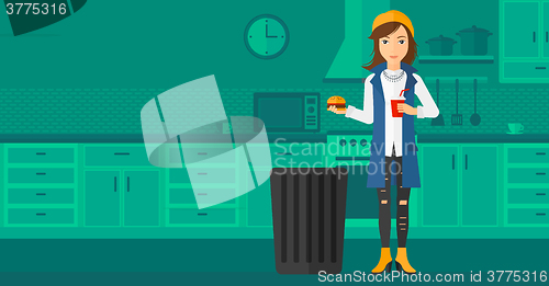 Image of Woman throwing junk food.