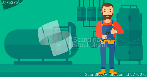 Image of Cheerful repairer with spanner.