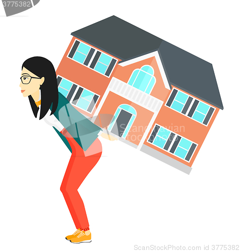 Image of Woman carrying house.