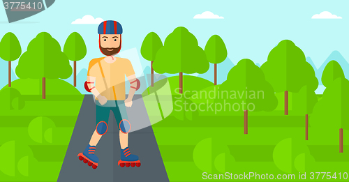 Image of Sporty man on roller-skates.