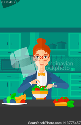 Image of Woman cooking meal.