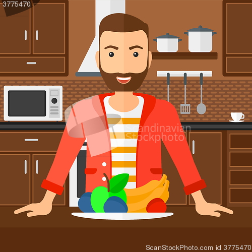 Image of Man with healthy food.