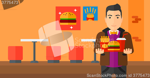 Image of Man with fast food.