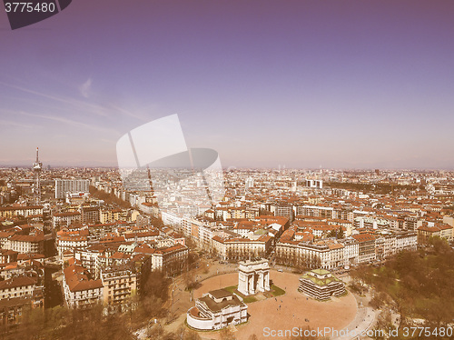 Image of Retro looking Milan aerial view