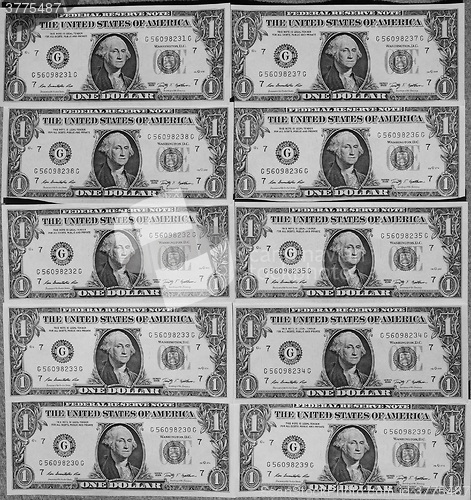 Image of Black and white Dollar notes 1 Dollar