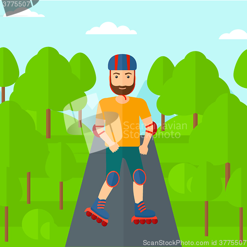 Image of Sporty man on roller-skates.