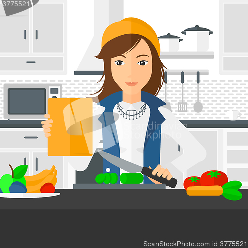 Image of Woman cooking meal.