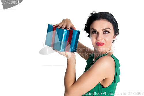 Image of Pretty woman with gift box