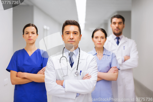 Image of group of medics or doctors at hospital