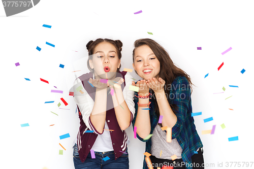 Image of happy smiling pretty teenage girls having fun