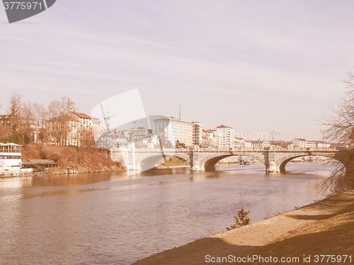 Image of River Po, Turin, Italy vintage