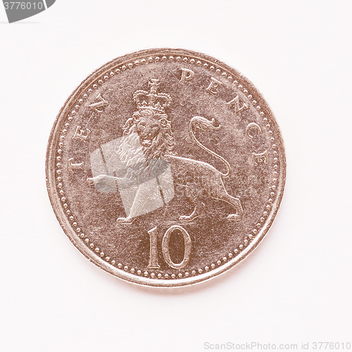 Image of  UK 10 pence coin vintage