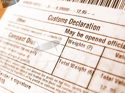 Image of  Customs declaration vintage