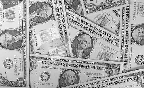 Image of Black and white Dollar notes 1 Dollar