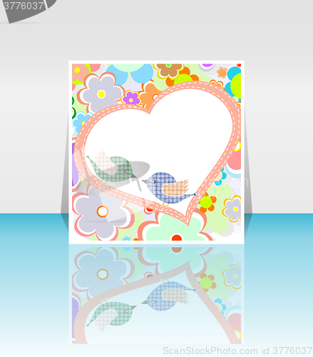 Image of Vintage birds and heart set. Vector design element.