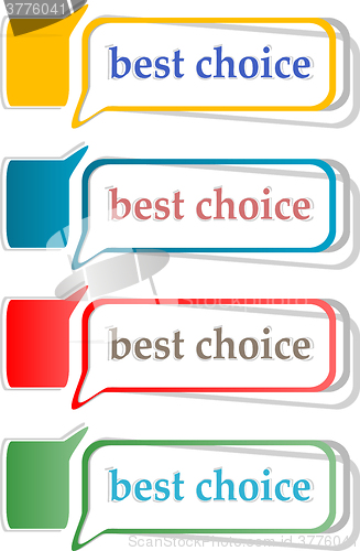 Image of Best choice, offer and seller labels with ribbon. Vector.