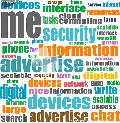 Image of vector Social media concept in word tag cloud on white background