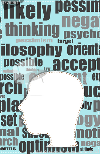 Image of the silhouette of his head with the words on the topic of social networking